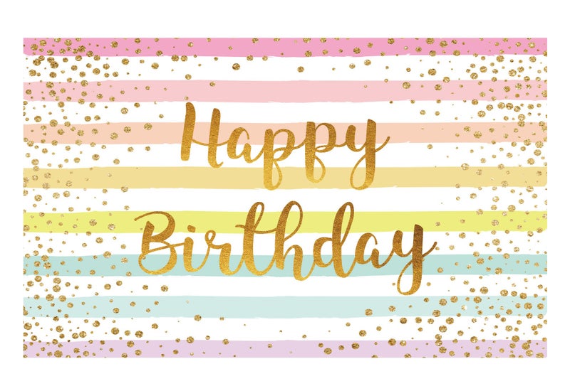 Funnytree Colorful Happy Birthday Backdrop Rainbow Stripes Bday Kid Girl Baby Shower Party Banner Decoration Supplies Favors Gifts Table Photography Background Photobooth Prop - Image 1